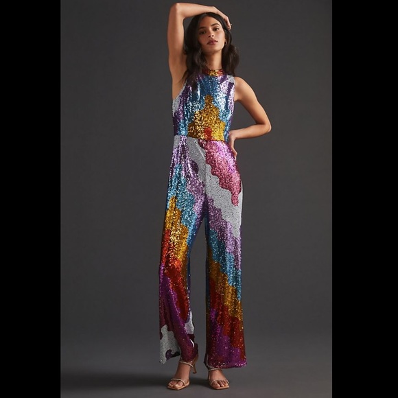 Anthropologie Pants - Anthropologie NWT Hutch Abstract Sequined Jumpsuit Size L.